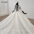 Jancember HTL1288 Bridal Gowns Half Sleeve Lace Applique Sequin Wedding Dresses